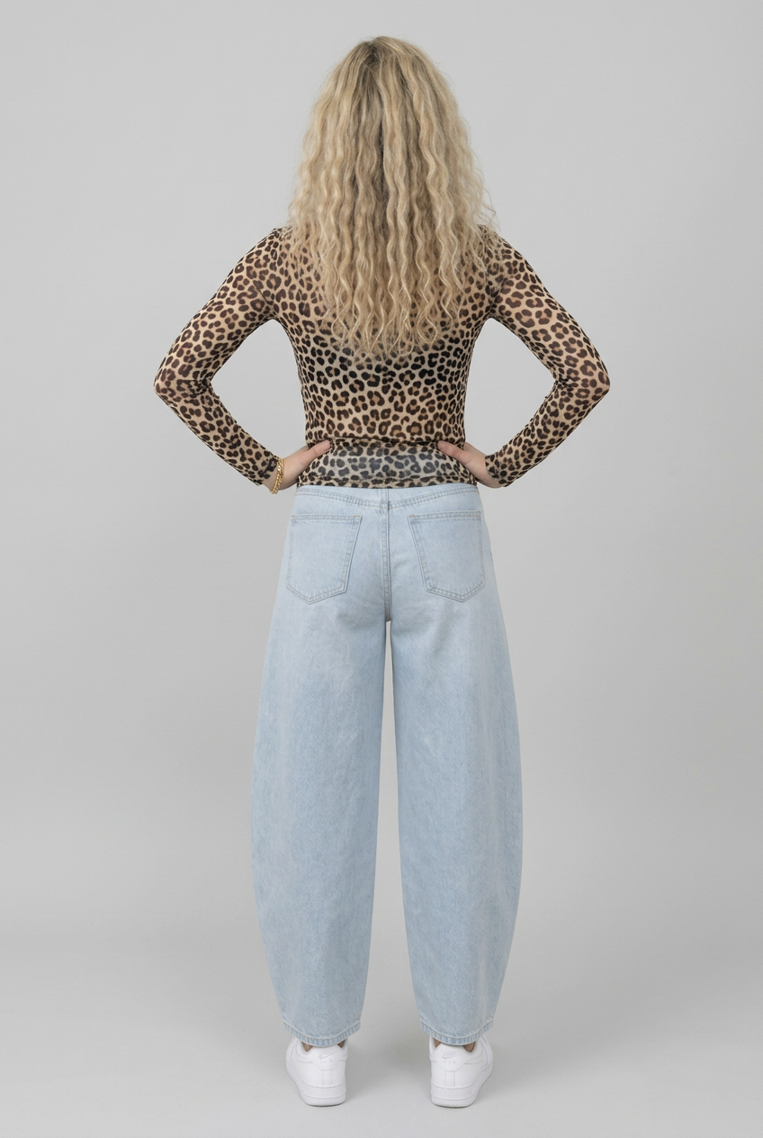 Wideleg Jeans Loose Ballon Mid Rise Laulia