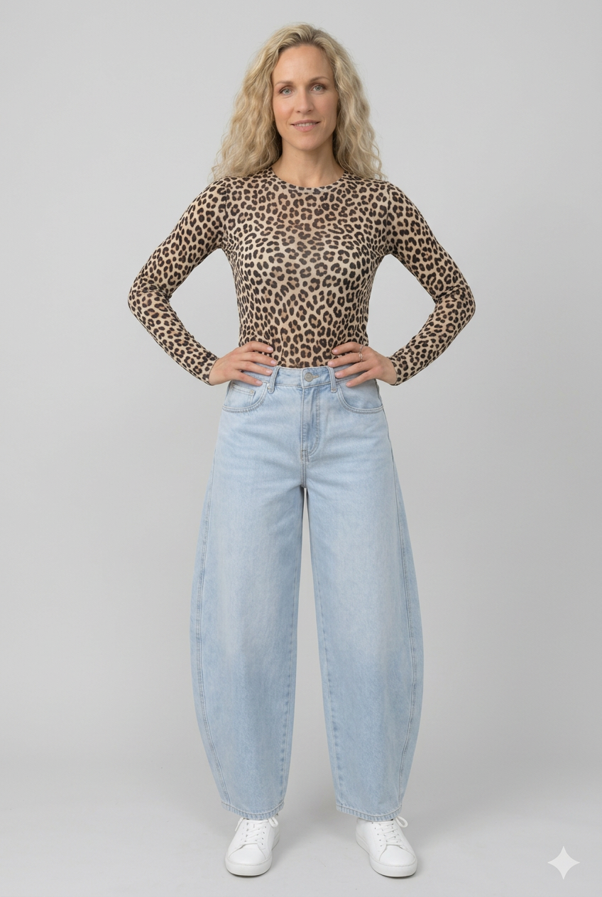 Wideleg Jeans Loose Ballon Mid Rise Laulia
