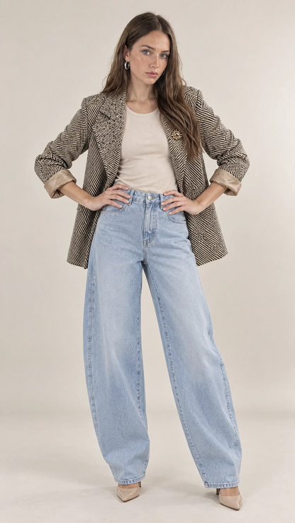 Wideleg Jeans Loose Ballon Mid Rise Laulia